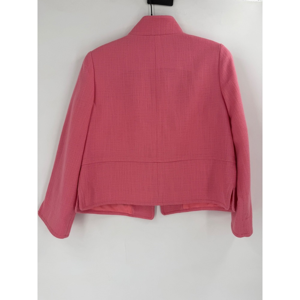 Talbots Blazer Women 12P Pink Textured Open Front Basketweave Career Barbiecore - Picture 4 of 12